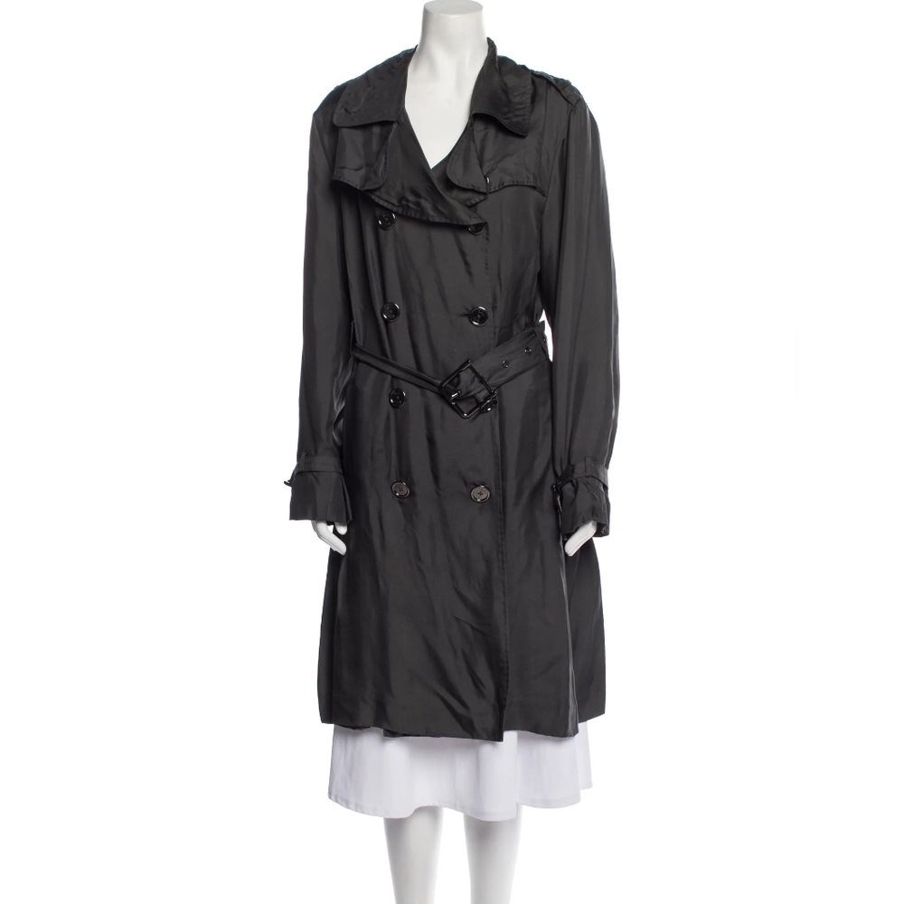 Silk Burberry Trench Coat - Dark Gray